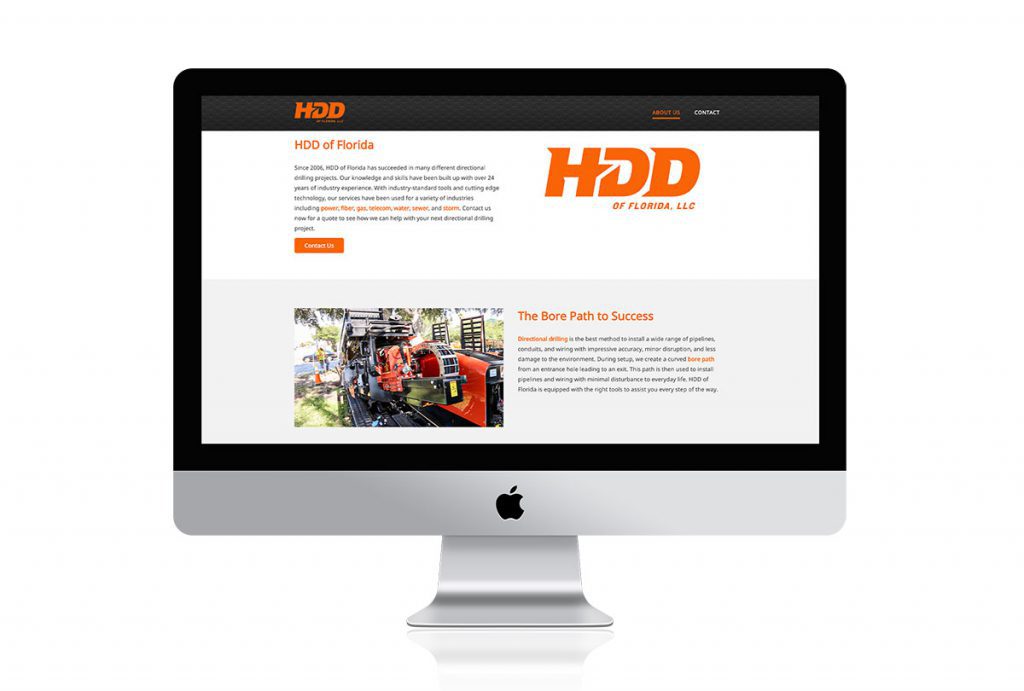 Horizontal Directional Drilling website mocked up on a Mac.