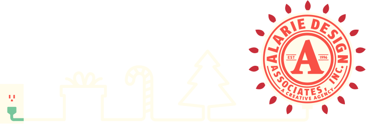 Alarie Design logo plugged in with lights flickering around it.