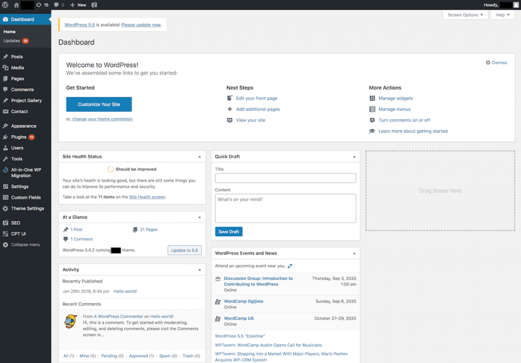 The WordPress dashboard. Should you make the switch to WordPress?